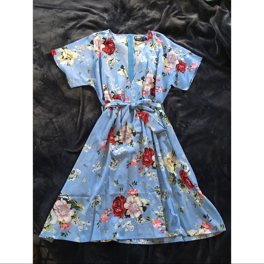 Blue Floral Mini Dress